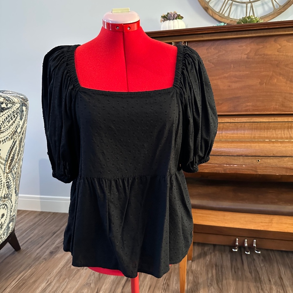 Old Navy Black Puff Sleeve Blouse